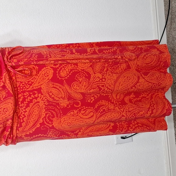 Land's End Red Flutter Sleeve Coquette Faux Wrap Cottagecore Midi Dress-16-18W - Picture 4 of 13